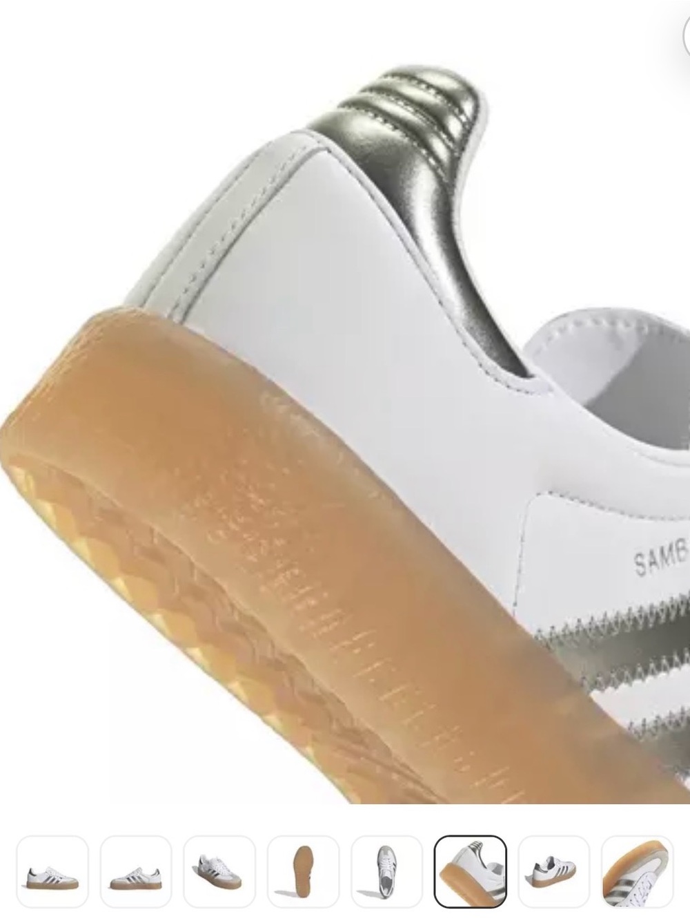 adidas Original Sambae White/Silver Metallic/Gum Platform Sneakers NIB - Picture 15 of 15